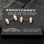 14G 9/16 Pink Rose Quartz Gold Tone Claw Barbell Nipple Ring Set