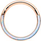 16G 3/8 Synth Opal Rose Gold Tone Bottom Curve Hinge Segment Ring