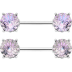 14G 9/16 Pink Gem Simply Elegant Barbell Nipple Ring Set