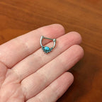 16G 5/16 Blue Turquoise Stone Shield Cartilage Clicker