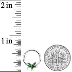 16G 3/8 Tiny Ladybug Leaves Hinged Segment Ring