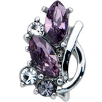 16G 5/16 Clear Purple Gem Abstract Elegance Labret Monroe Tragus