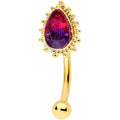 16G 5/16 Purple Tourmaline Gold Tone Drop Curved Eyebrow Ring
