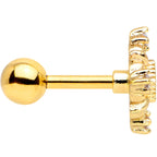 16G 1/4 Green Gem Gold Tone Noble Square Cartilage Tragus Earring