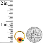 16G 3/8 Gold Tone Summer Sunflower Hinged Segment Ring