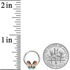 16G 3/8 Pride Rainbow Stripes Butterfly Hinged Segment Ring