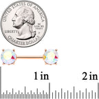 14G 9/16 Clear Gem Rose Gold Tone Simply Elegant Nipple Ring Set
