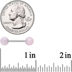 14G 1/2 Elegant Pink Rose Quartz Barbell Nipple Ring Set