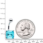 Blue Gem Stylish Elegance Square Mandala Flower Belly Ring