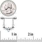 14G 9/16 Clear Gem Crowning Glory Chain Dangle Nipple Ring Set