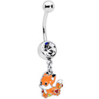 Clear Gem Cute Fall Fox Dangle Belly Ring