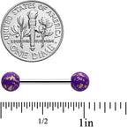 Matte Purple Splatter Pattern Barbell Tongue Ring