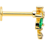 16G 5/16 Green Gem Gold Tone Palm Tree Labret Monroe Tragus