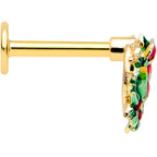 16G 5/16 Gold Tone Festive Wreath Bow Christmas Labret Tragus