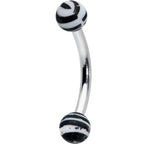 16G 5/16 Matte White Zebra Stripe Curved Eyebrow Ring