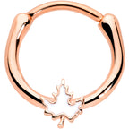 16G 3/8 Rose Gold Tone Fall White Maple Leaf Cartilage Clicker