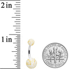Matte White Splatter Pattern Belly Ring
