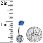 Geometric Blues Pattern Double Mount Belly Ring