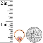 16G Clear Purple Gem Rose Gold Tone Rhombus Hinged Segment Ring