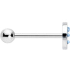 Blue Gem Geometric Blues Pattern Barbell Tongue Ring
