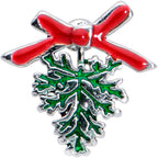 16G 1/4 Pine Bough Red Bow Christmas Cartilage Tragus Earring