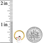 16G 3/8 Gold Tone Waving Snowman Christmas Hinged Segment Ring
