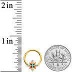 16G 3/8 Clear CZ Gem Gold Tone Color Crest Hinged Segment Ring