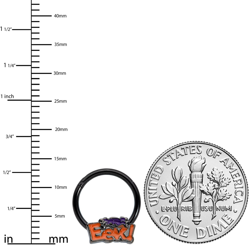 16G 3/8 Black Eek Purple Spider Halloween Hinged Segment Ring