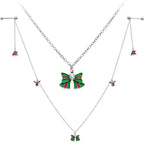 14G 9/16 White Orb Santa Hat Christmas Barbell Nipple Chain Set