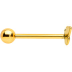 Clear CZ Gem Gold Tone Open Butterfly Barbell Tongue Ring