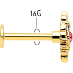 16G 5/16 Pink Clear Gem Gold Tone Lace Love Labret Monroe Tragus