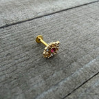 16G 5/16 Pink Clear Gem Gold Tone Lace Love Labret Monroe Tragus
