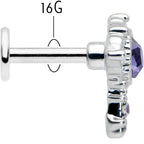 16G 1/4 Purple Gem Unlock My Heart Key Labret Monroe Tragus
