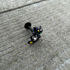 16G 1/4 Black Witch Cat Halloween Labret Monroe Tragus