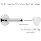 16G 5/16 G23 Titanium Threadless Post Only Labret Monroe Tragus