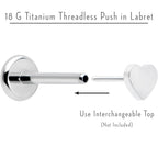 18G 5/16 G23 Titanium Threadless Post Only Labret Tragus Nose