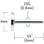 20G 1/4 G23 Titanium Threadless Post Only Labret Tragus Nose