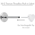 20G 5/16 G23 Titanium Threadless Post Only Labret Tragus Nose