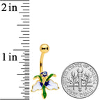 Clear Gem Gold Tone Iris Flower Belly Ring