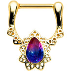 16G 5/16 Purple Tourmaline Gold Tone Lacy Cartilage Clicker
