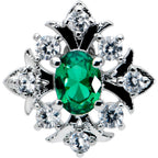 16G 5/16 Green Gem Ornate Art Deco Labret Monroe Tragus