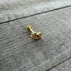16G 5/16 Yellow Gem Gold Tone Duet Scroll Labret Monroe Tragus