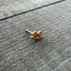 20G 1/4 Yellow Gem Gold Tone Duet Scroll Nose Bone
