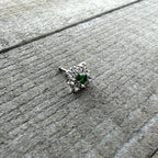 20G 1/4 Green Gem Ornate Art Deco Nose Bone