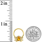 16G 3/8 Yellow Gem Gold Tone Duet Scroll Hinged Segment Ring
