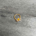 16G 3/8 Yellow Gem Gold Tone Duet Scroll Hinged Segment Ring