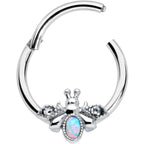 16G 3/8 White Synthetic Opal Insect Hinged Segment Ring
