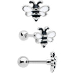 16G 1/4 Bee Smile Flower Pearlescent Cartilage Tragus Set of 3