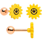 16G 1/4 Rose Gold Tone Bee Smile Flower Cartilage Tragus Set of 3