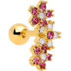 16G 1/4 White Faux Opal Gold Tone Bunch Flowers Cartilage Tragus